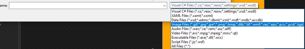 mooict wpf c# save the presents game - change the file type in windows explorer to find the images to import