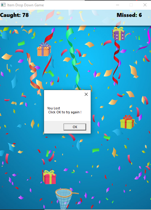 mooict wpf c# save the presents game lost screen and showing the message box when you missed more than 6 items