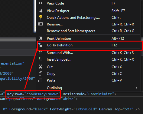 mooict wpf tutorial - right click and then go to definitions options in visual studio