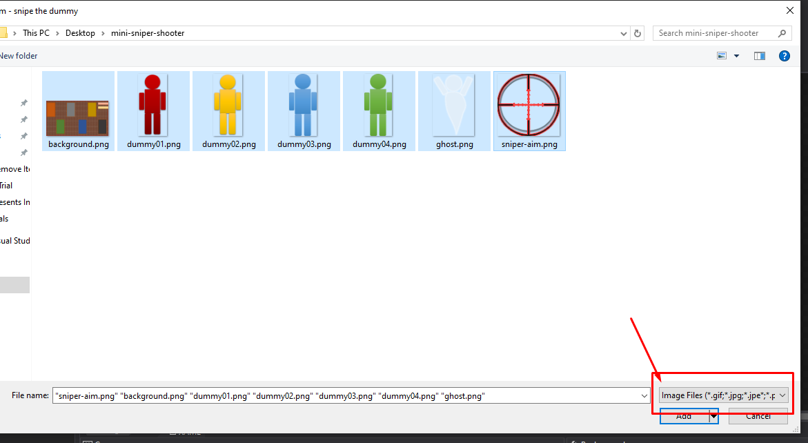 mooict wpf c# snipe the dummy game - select downloaded images