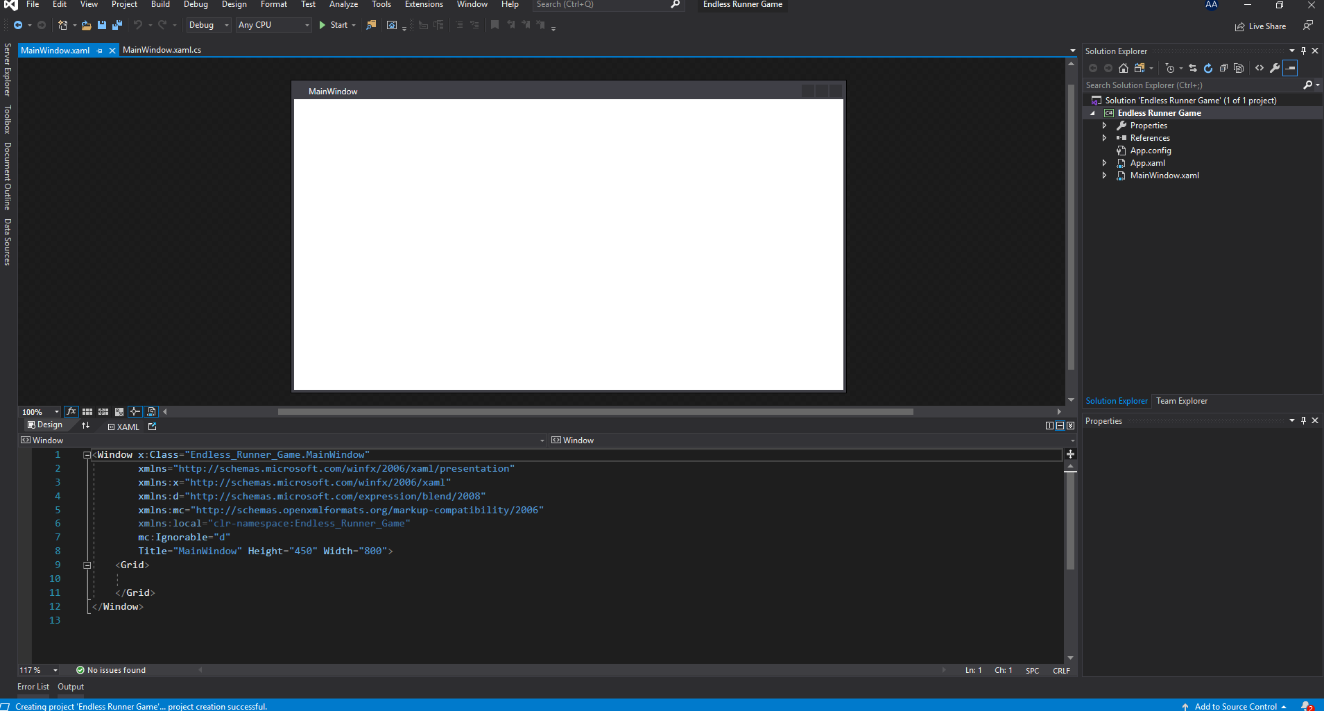 wpf c# parallax endless runner game tutorial project view window